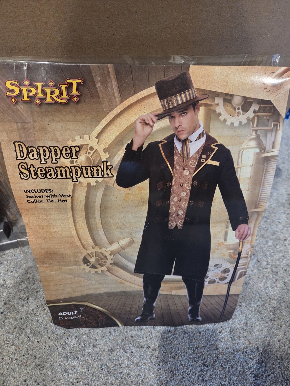 Spirit Dapper Steampunk Costume Black & Brown with Gold Trim Halloween